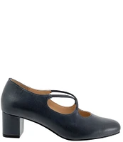 Trotters Demi Leather Cross Band Pumps