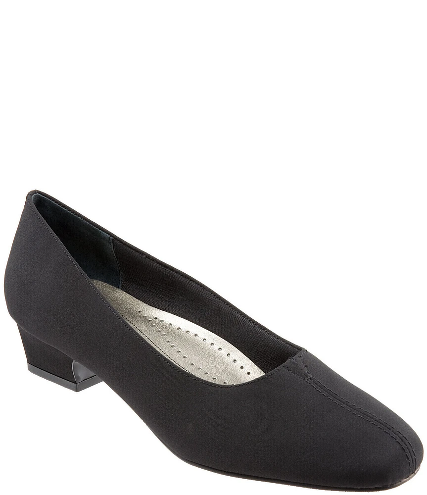 Trotters Doris Micro Textile Block Heel Pumps