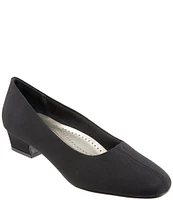 Trotters Doris Micro Textile Block Heel Pumps