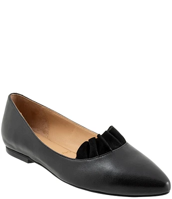 Trotters Elsie Leather Ruffle Flats