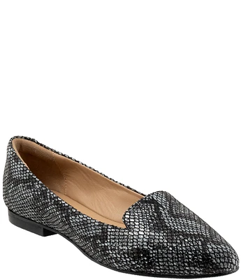 Trotters Harlowe Snake Print Leather Flats