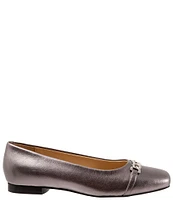 Trotters Harmony Leather Square Toe Chain Flats