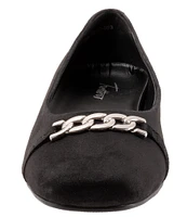 Trotters Harmony Suede Square Toe Chain Flats