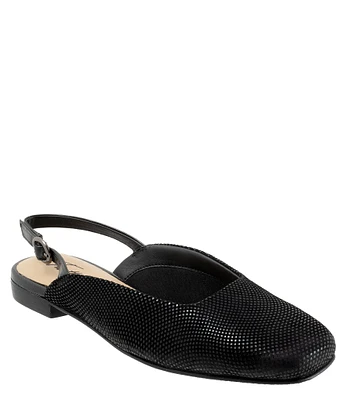 Trotters Holly Mini Dot Print Leather Slingback Flats