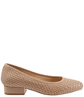 Trotters Jade Woven Leather Block Heel Pumps