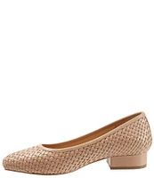 Trotters Jade Woven Leather Block Heel Pumps