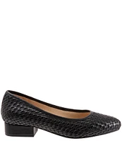 Trotters Jade Woven Leather Block Heel Pumps