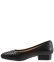 Trotters Jade Woven Leather Block Heel Pumps