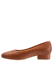 Trotters Jade Woven Leather Block Heel Pumps