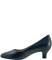 Trotters Kate Leather Pointed Toe Kitten Heel Pumps