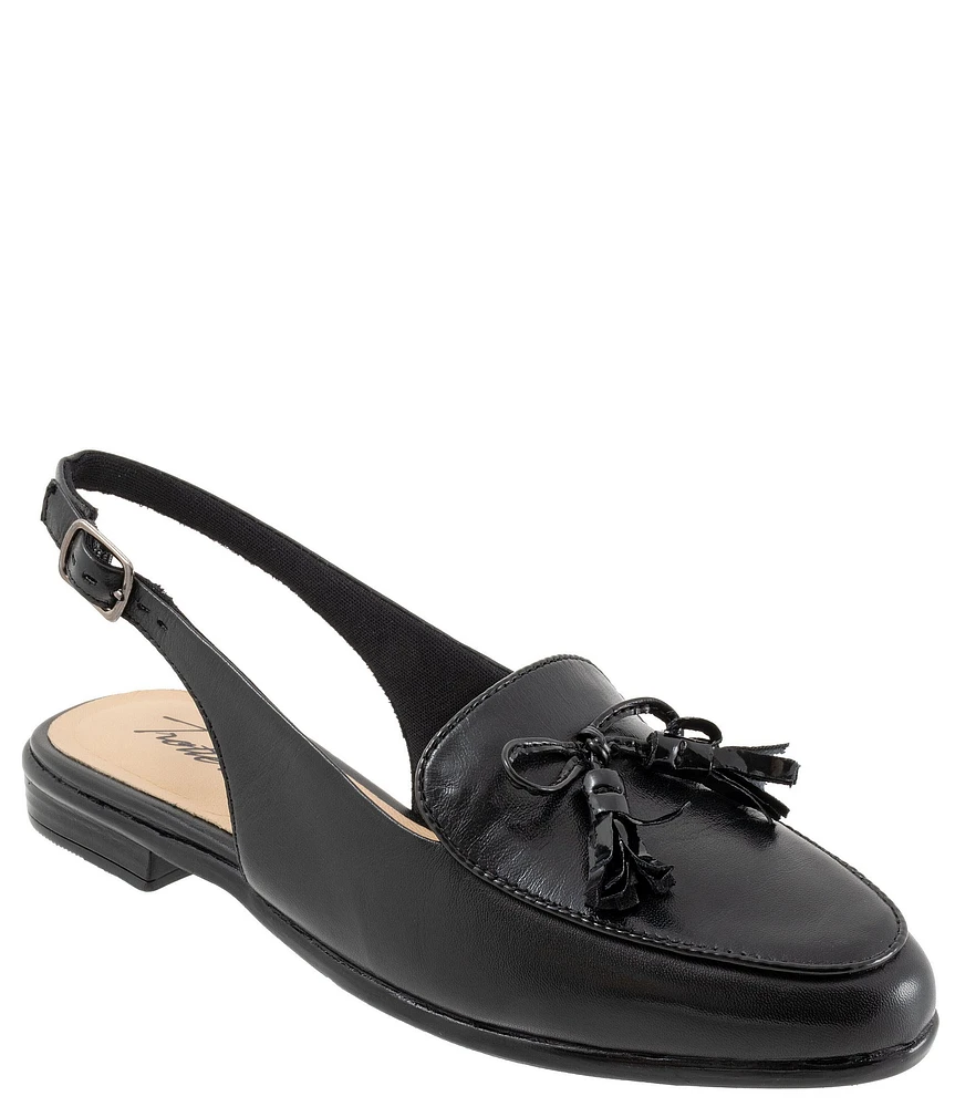 Trotters Lillie Leather Tassel Bow Slingback Flats