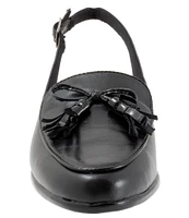 Trotters Lillie Leather Tassel Bow Slingback Flats