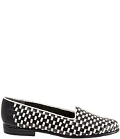 Trotters Liz Woven Leather And Patent Slip-On Loafers