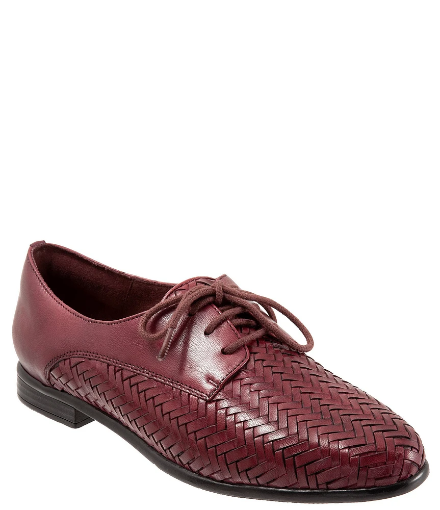 Trotters Lizzie Herringbone Woven Leather Lace-Up Dress Oxfords