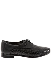 Trotters Lizzie Herringbone Woven Leather Lace-Up Dress Oxfords