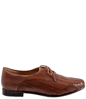 Trotters Lizzie Herringbone Woven Leather Lace-Up Dress Oxfords