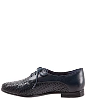 Trotters Lizzie Herringbone Woven Leather Lace-Up Dress Oxfords