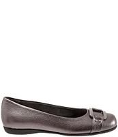 Trotters Sizzle Metallic Leather Metal Ornament Buckle Ballet Flats