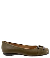 Trotters Sizzle Signature Leather Buckle Ornament Slip-On Flats