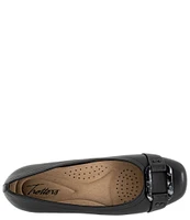 Trotters Sizzle Signature Leather Buckle Ornament Slip-On Flats