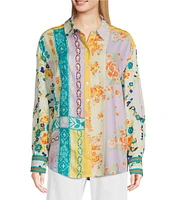 Tru Luxe Jeans Challis Point Collar Long Sleeve Shirt