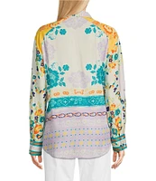 Tru Luxe Jeans Challis Point Collar Long Sleeve Shirt