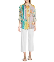 Tru Luxe Jeans Challis Point Collar Long Sleeve Shirt