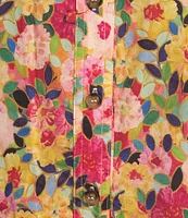 Tru Luxe Jeans Floral Point Collar 3/4 Balloon Sleeve Blouse
