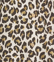 Tru Luxe Jeans Leopard Print 3/4 Sleeve Button Front Shirt