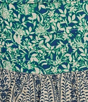 Tru Luxe Jeans Mixed Floral Print Peplum V-Neck 3/4 Sleeve Top