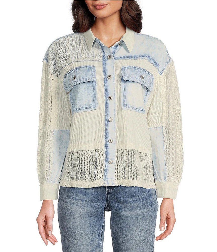 Tru Luxe Jeans Point Collar Long Sleeve Shirt