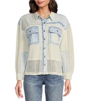 Tru Luxe Jeans Point Collar Long Sleeve Shirt