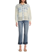 Tru Luxe Jeans Point Collar Long Sleeve Shirt