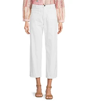 Tru Luxe Jeans Stretch Twill Wide Leg Fringe Hem Jeans