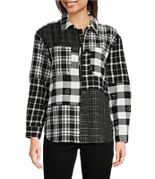 Tru Luxe Mixed Plaid Collar Long Sleeve Shirt