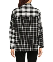 Tru Luxe Mixed Plaid Collar Long Sleeve Shirt