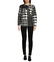 Tru Luxe Mixed Plaid Collar Long Sleeve Shirt