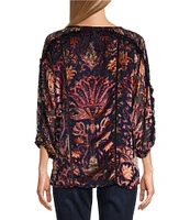 Tru Luxe Mixed Prints Scoop Neck Long Sleeve Top