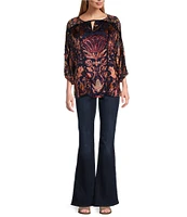 Tru Luxe Mixed Prints Scoop Neck Long Sleeve Top