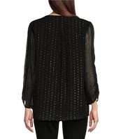 Tru Luxe Patchwork Bateau Long Sleeve Tunic