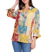 Tru Luxe Patchwork Print Button Front Shirt