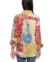 Tru Luxe Patchwork Print Button Front Shirt