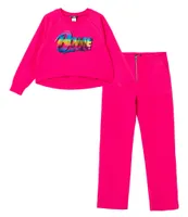 Truce Big Girls 7-16 Long Sleeve David Bowie Scuba Knit Pullover & Matching Pant 2-Piece Set