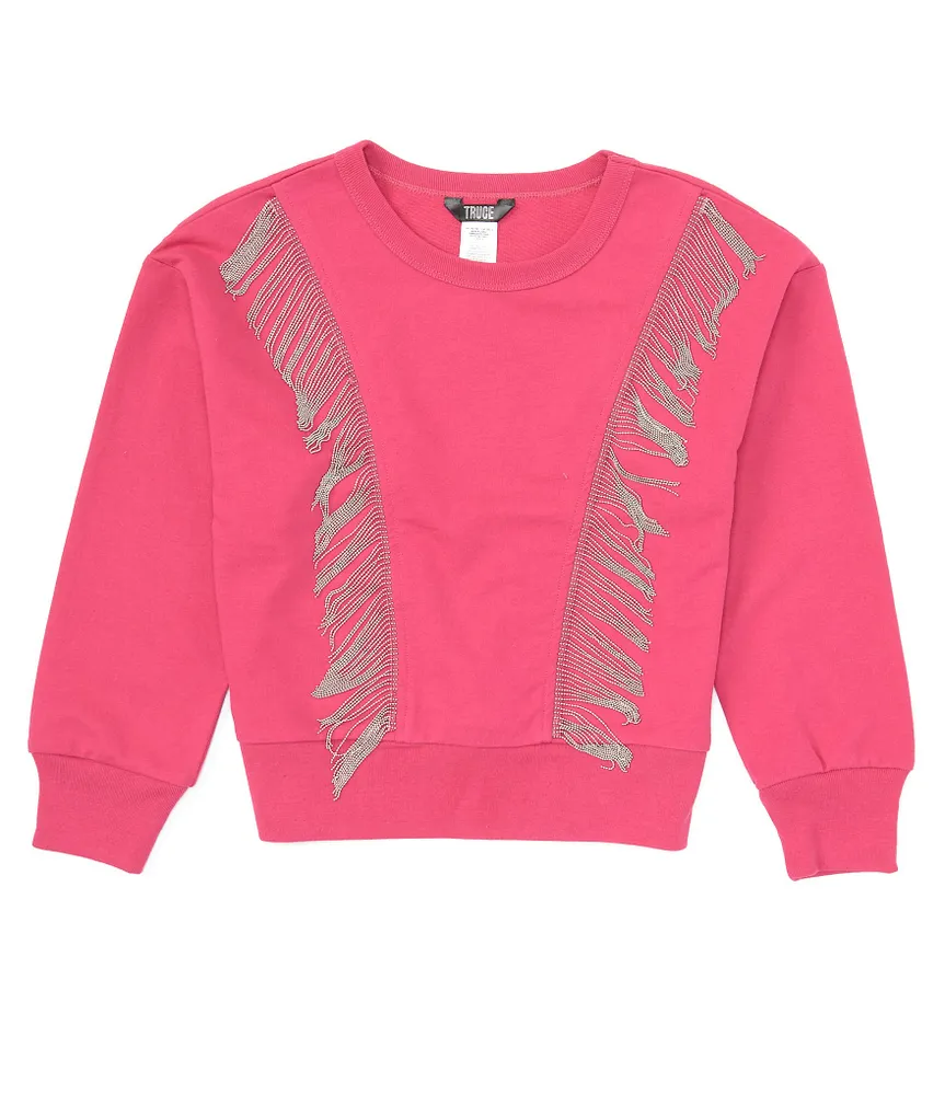 Truce Big Girls 7-16 Long Sleeve Knit Top with Chains Sweatshirt