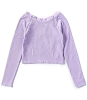 Truce Big Girls 7-16 Long Sleeve Lace-Trimmed Rib-Knit Top