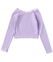 Truce Big Girls 7-16 Long Sleeve Lace-Trimmed Rib-Knit Top