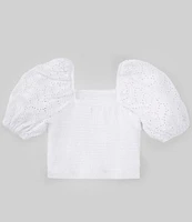 Truce Big Girls 7-16 Puffed-Sleeve Eyelet-Embroidered Top