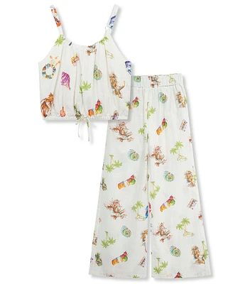 Truce Big Girls 7-16 Sleeveless Beach-Theme-Printed Tank Top & Matching Palazzo Pants Set