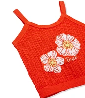 Truce Big Girls 7-16 Sleeveless Hibiscus-Appliqued Crocheted Sweater-Knit Tank Top