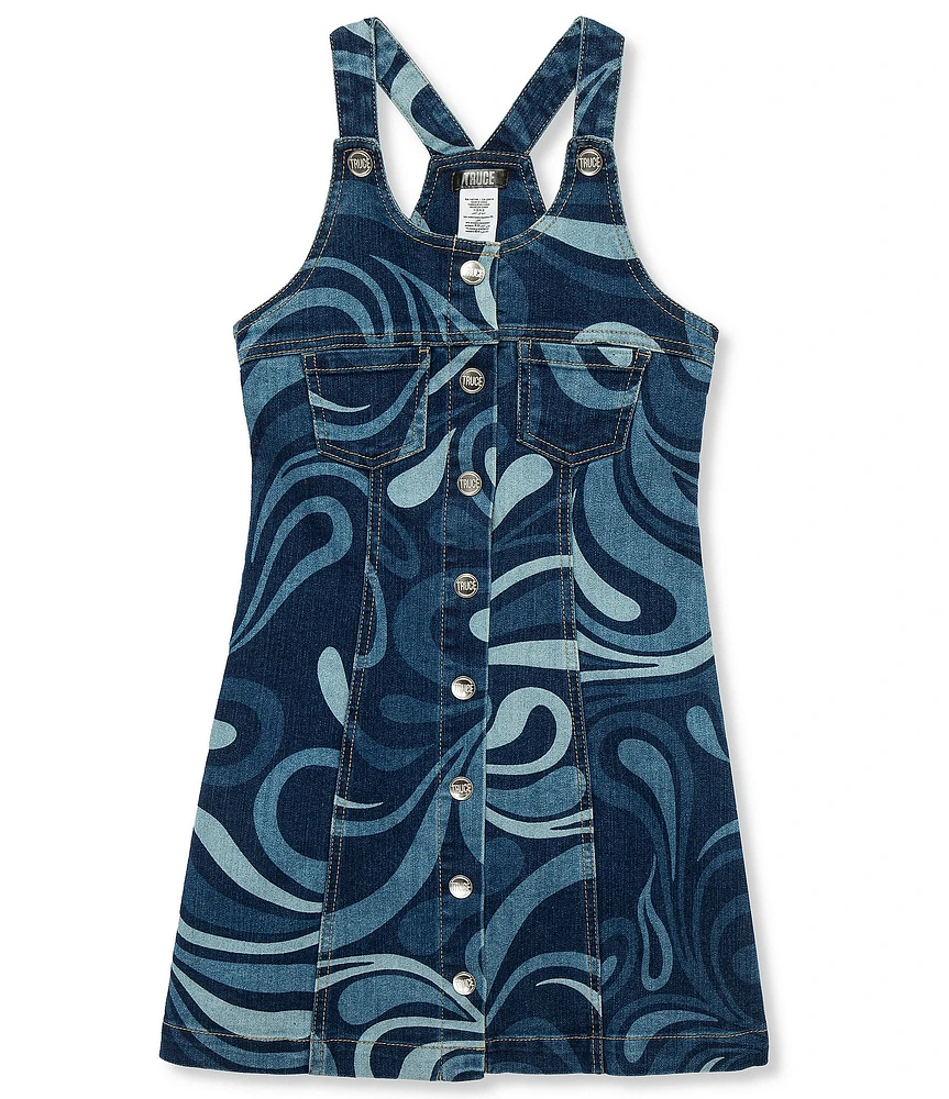Truce Big Girls 7-16 Sleeveless Racerback Printed Denim A-Line Dress